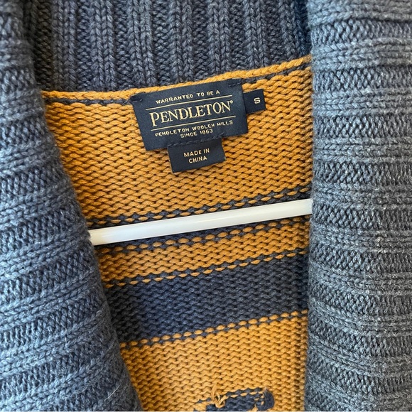 Pendleton Open Cardigan sz small like new mustard navy sweater - Picture 4 of 12